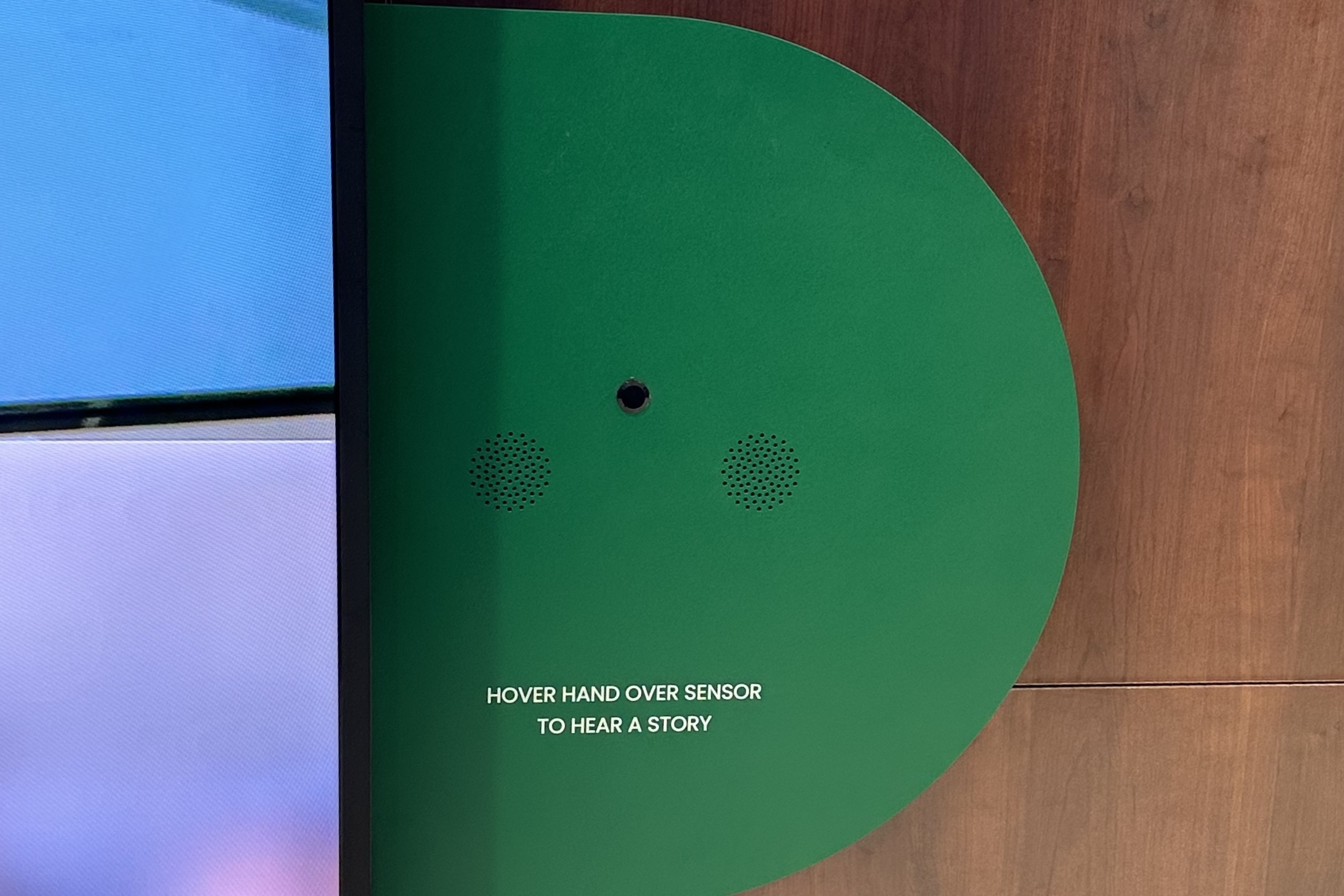 Feel the pulse — this “touch” sensor lets you hear the pulse of the the Altruism network as you trigger the different stories,